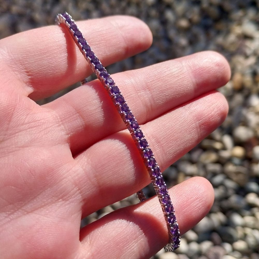 Sterling Silver Amethyst Bracelet - Picture 5 of 16